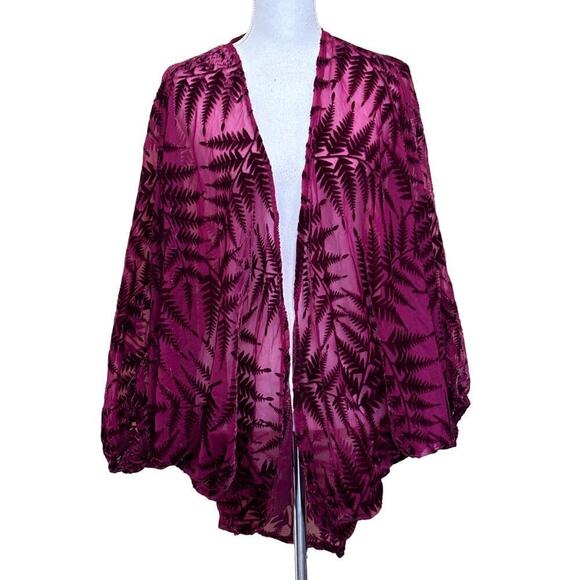 Saachi maroon velvet burn out jacket, one size, whimsigoth, sheer, holiday - Picture 1 of 6